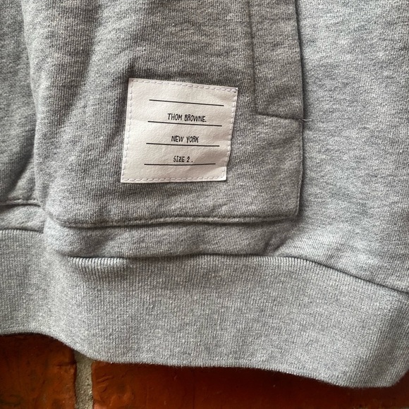 Thom Browne Size 2 Center Stripe Jersey Gray Pullover Hoodie Sweater - Picture 2 of 11